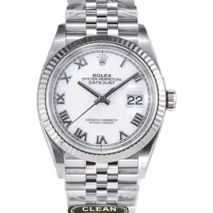 Datejust 36 126234 White Dial with Roman Marker in Steel in Jubilee Bracelet