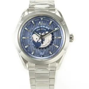 Aqua Terra 150M 43mm Worldtimer 24 VSF 1:1 Best Edition Summer Blue Dial on SS Bracelet A8938 Super Clone