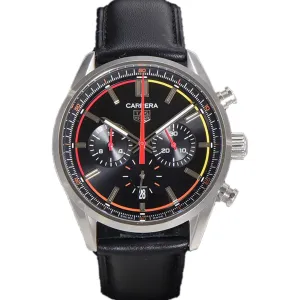 Carrera Chronograph 42 Black Dial on Leather Strap
