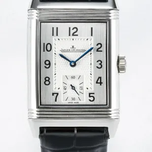 Reverso Classic Duoface Small Seconds SS MGF Best Edition White Guilloché Dial on Black Leather Strap A854A